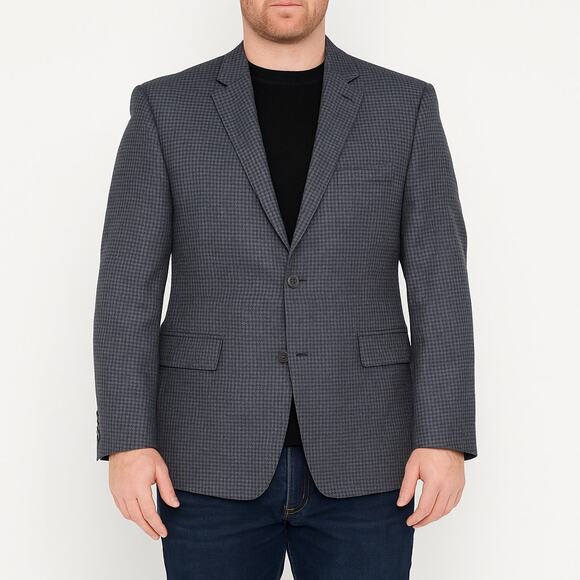 NWOT Ted Baker Sport Coat Men 46 L Navy Nailhead Plaid  Wool Tailored Fit Modern - Picture 1 of 8